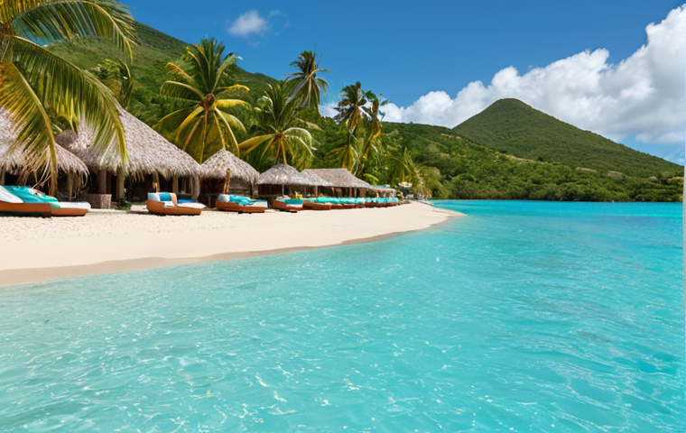 **Image Prompt:** Luxurious all-inclusive resort in Antigua with a private beach, infinity pool, palm trees, and turquoise water.